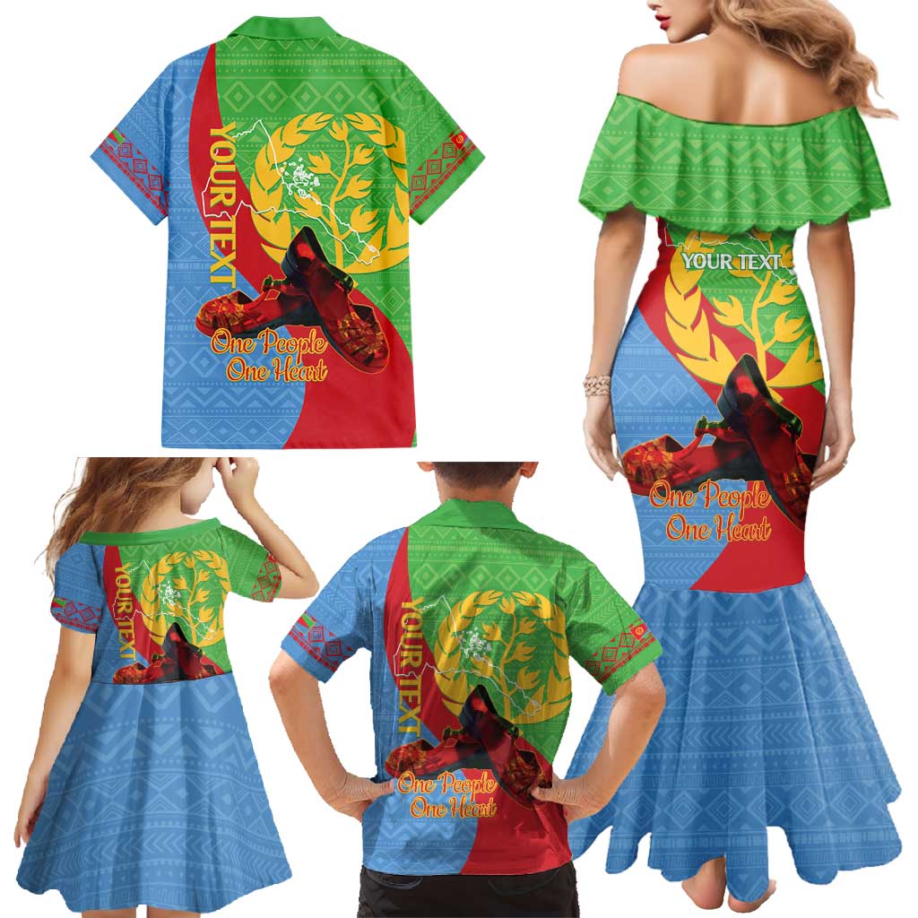 Personalised Eritrea Independence Day Family Matching Mermaid Dress and Hawaiian Shirt Shida Shoes One People One Heart