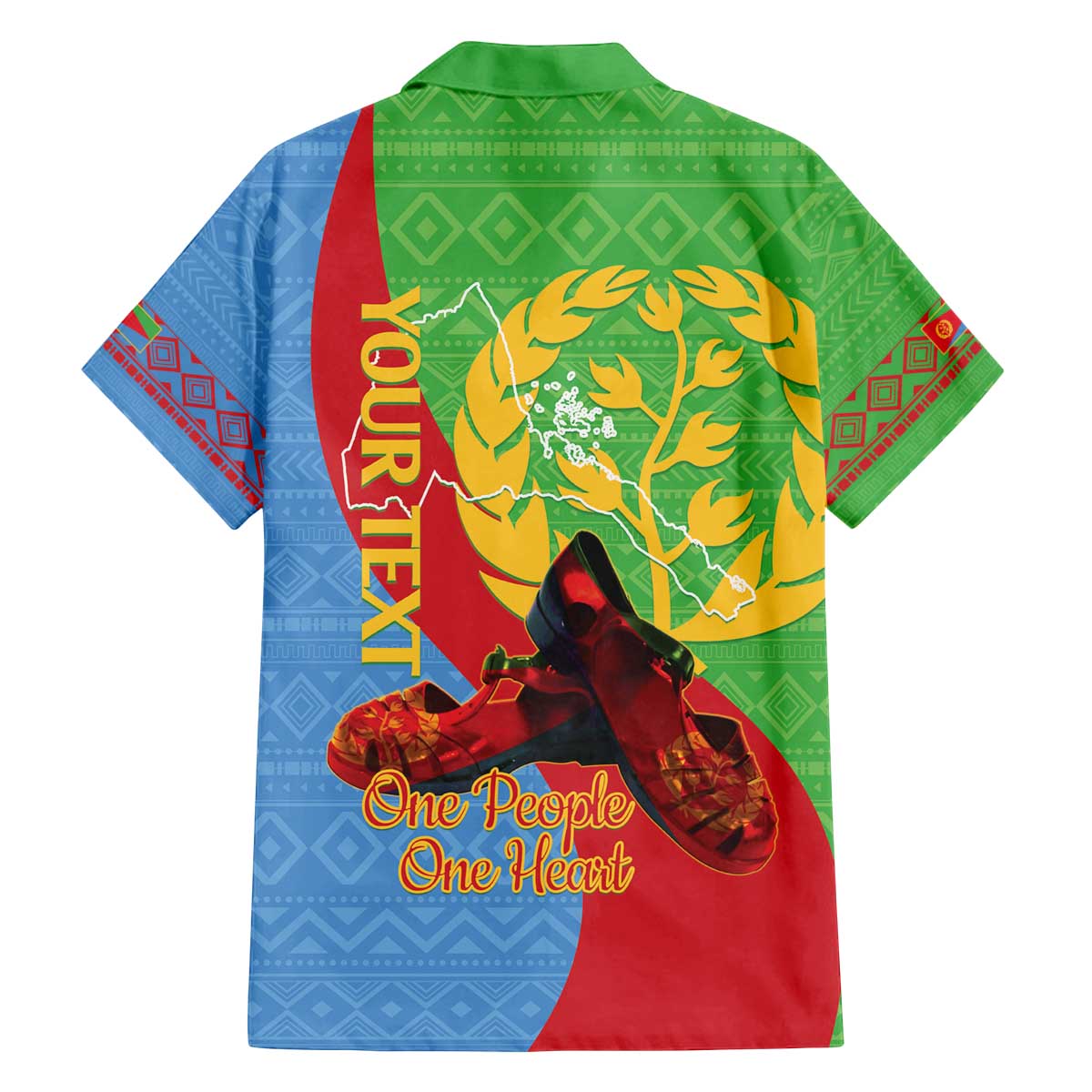Personalised Eritrea Independence Day Family Matching Off The Shoulder Long Sleeve Dress and Hawaiian Shirt Shida Shoes One People One Heart