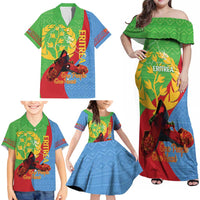 Personalised Eritrea Independence Day Family Matching Off Shoulder Maxi Dress and Hawaiian Shirt Shida Shoes One People One Heart