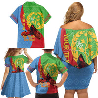 Personalised Eritrea Independence Day Family Matching Off Shoulder Short Dress and Hawaiian Shirt Shida Shoes One People One Heart