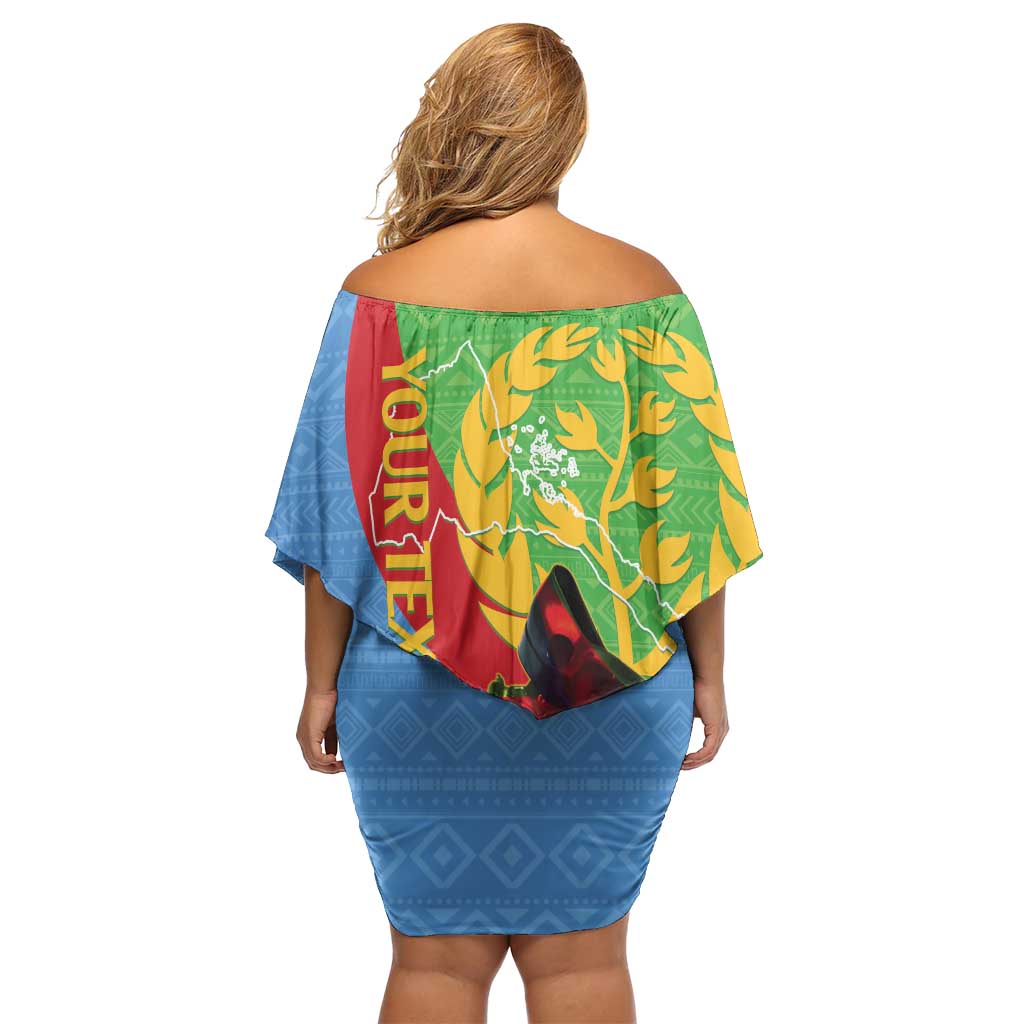 Personalised Eritrea Independence Day Family Matching Off Shoulder Short Dress and Hawaiian Shirt Shida Shoes One People One Heart