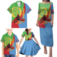 Personalised Eritrea Independence Day Family Matching Puletasi and Hawaiian Shirt Shida Shoes One People One Heart
