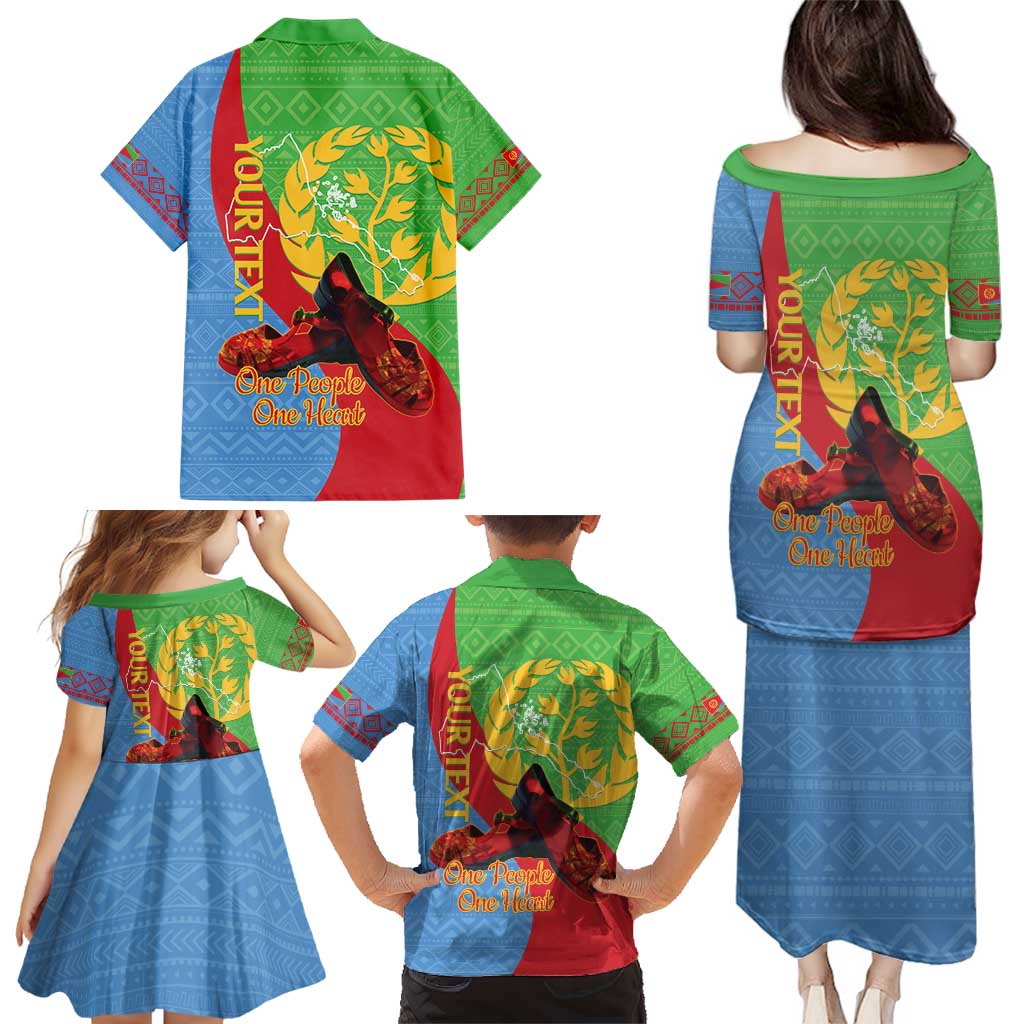 Personalised Eritrea Independence Day Family Matching Puletasi and Hawaiian Shirt Shida Shoes One People One Heart