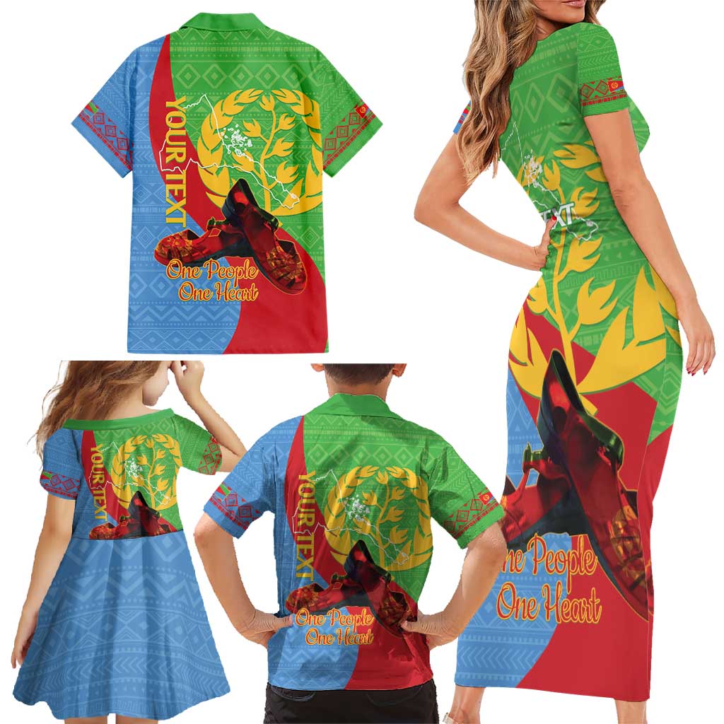 Personalised Eritrea Independence Day Family Matching Short Sleeve Bodycon Dress and Hawaiian Shirt Shida Shoes One People One Heart