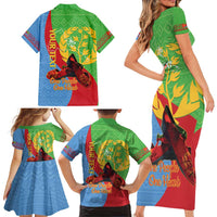 Personalised Eritrea Independence Day Family Matching Short Sleeve Bodycon Dress and Hawaiian Shirt Shida Shoes One People One Heart