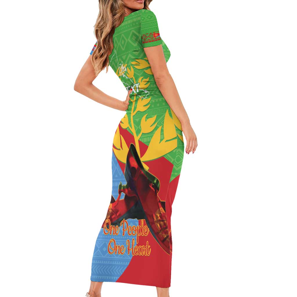 Personalised Eritrea Independence Day Family Matching Short Sleeve Bodycon Dress and Hawaiian Shirt Shida Shoes One People One Heart