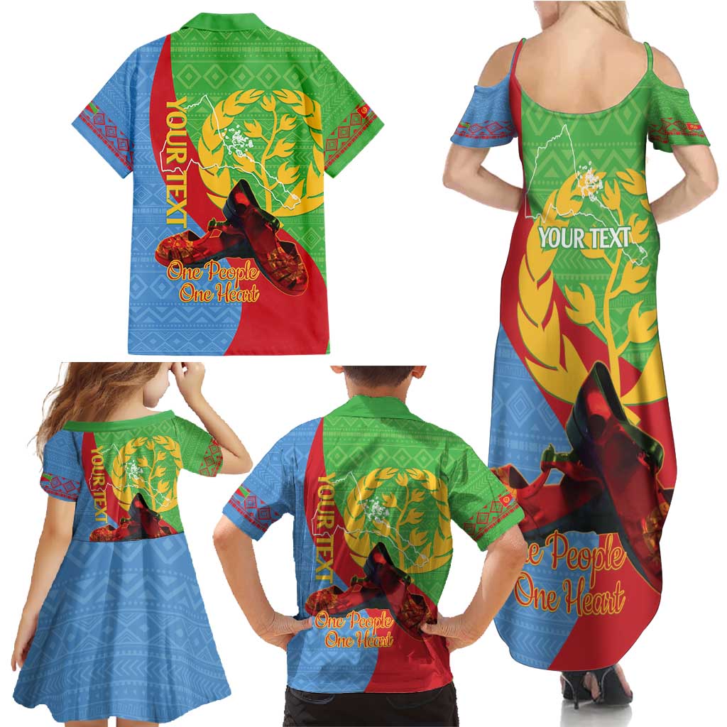 Personalised Eritrea Independence Day Family Matching Summer Maxi Dress and Hawaiian Shirt Shida Shoes One People One Heart