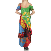 Personalised Eritrea Independence Day Family Matching Summer Maxi Dress and Hawaiian Shirt Shida Shoes One People One Heart