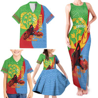 Personalised Eritrea Independence Day Family Matching Tank Maxi Dress and Hawaiian Shirt Shida Shoes One People One Heart