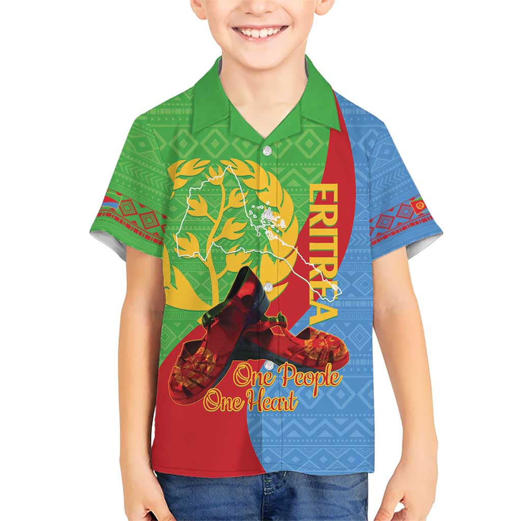 Personalised Eritrea Independence Day Kid Hawaiian Shirt Shida Shoes One People One Heart