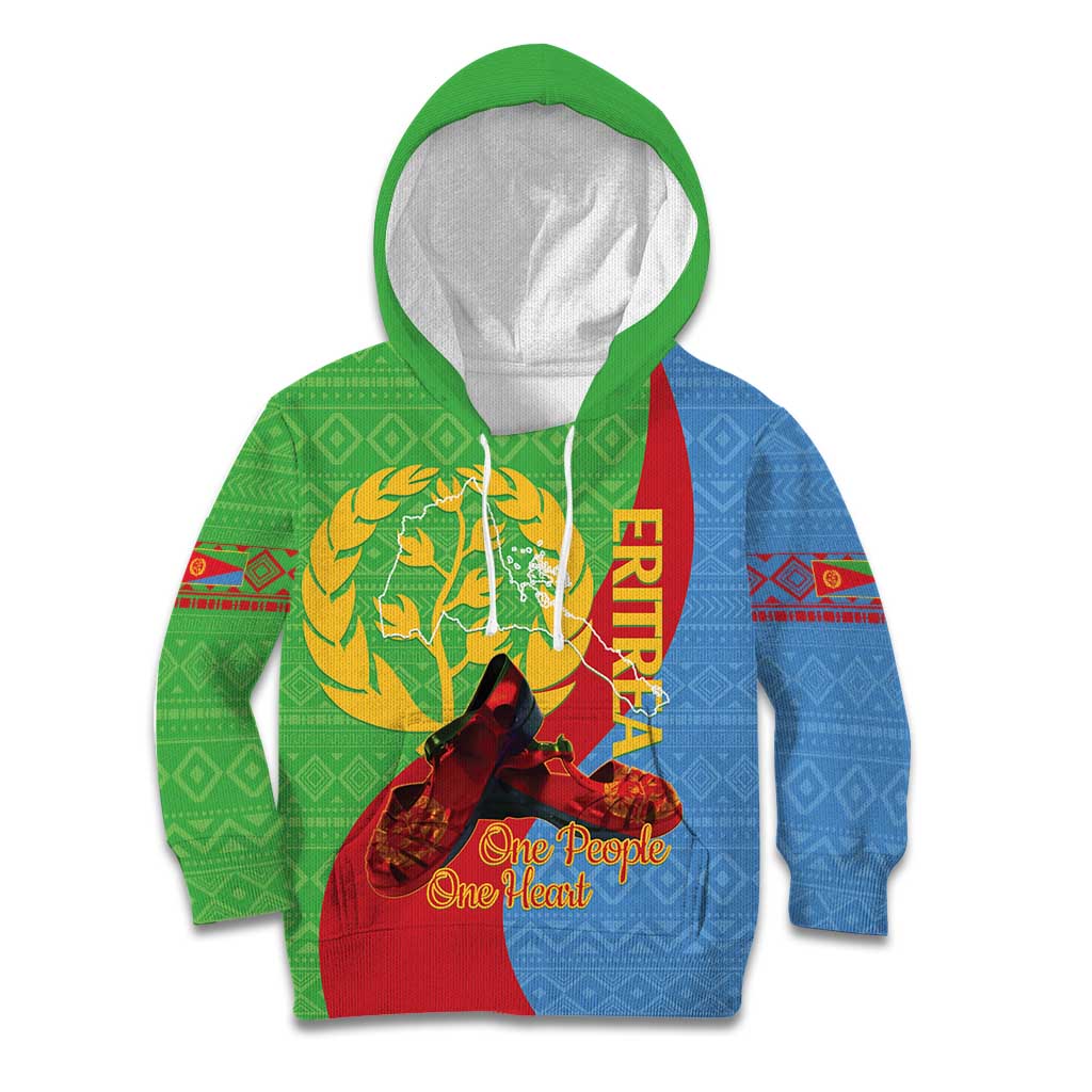 Personalised Eritrea Independence Day Kid Hoodie Shida Shoes One People One Heart
