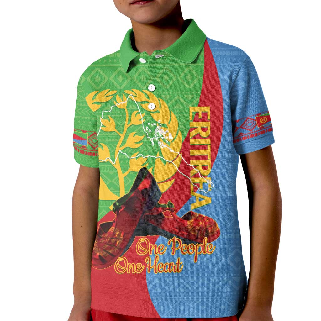 Personalised Eritrea Independence Day Kid Polo Shirt Shida Shoes One People One Heart