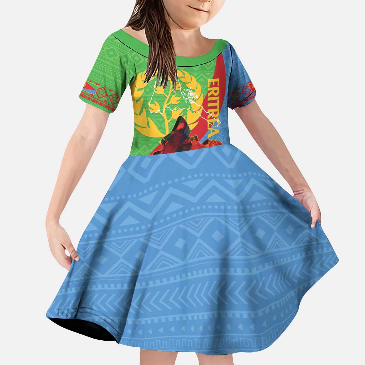 Personalised Eritrea Independence Day Kid Short Sleeve Dress Shida Shoes One People One Heart