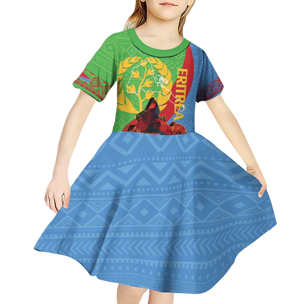 Personalised Eritrea Independence Day Kid Short Sleeve Dress Shida Shoes One People One Heart