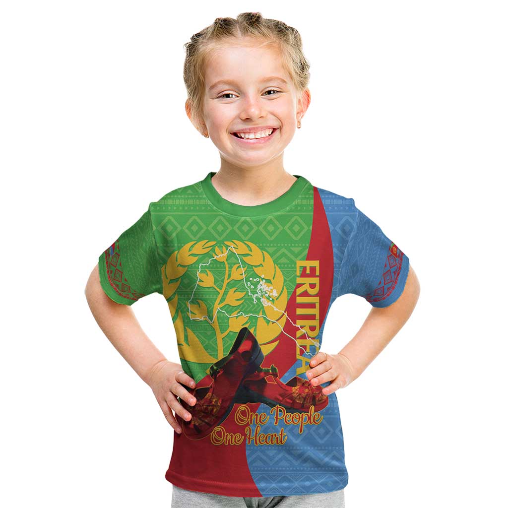 Personalised Eritrea Independence Day Kid T Shirt Shida Shoes One People One Heart