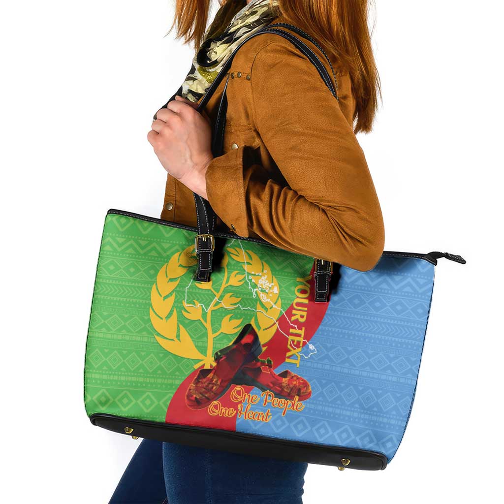 Personalised Eritrea Independence Day Leather Tote Bag Shida Shoes One People One Heart