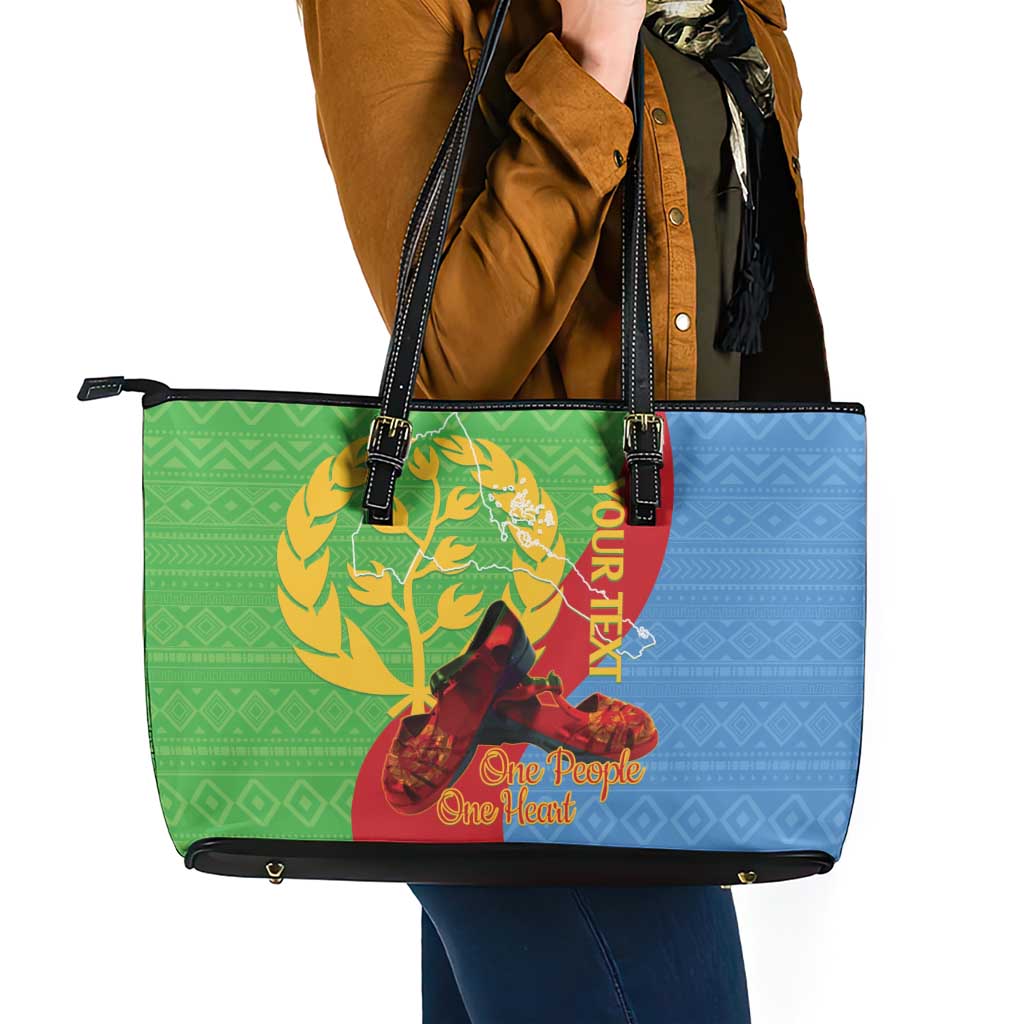 Personalised Eritrea Independence Day Leather Tote Bag Shida Shoes One People One Heart