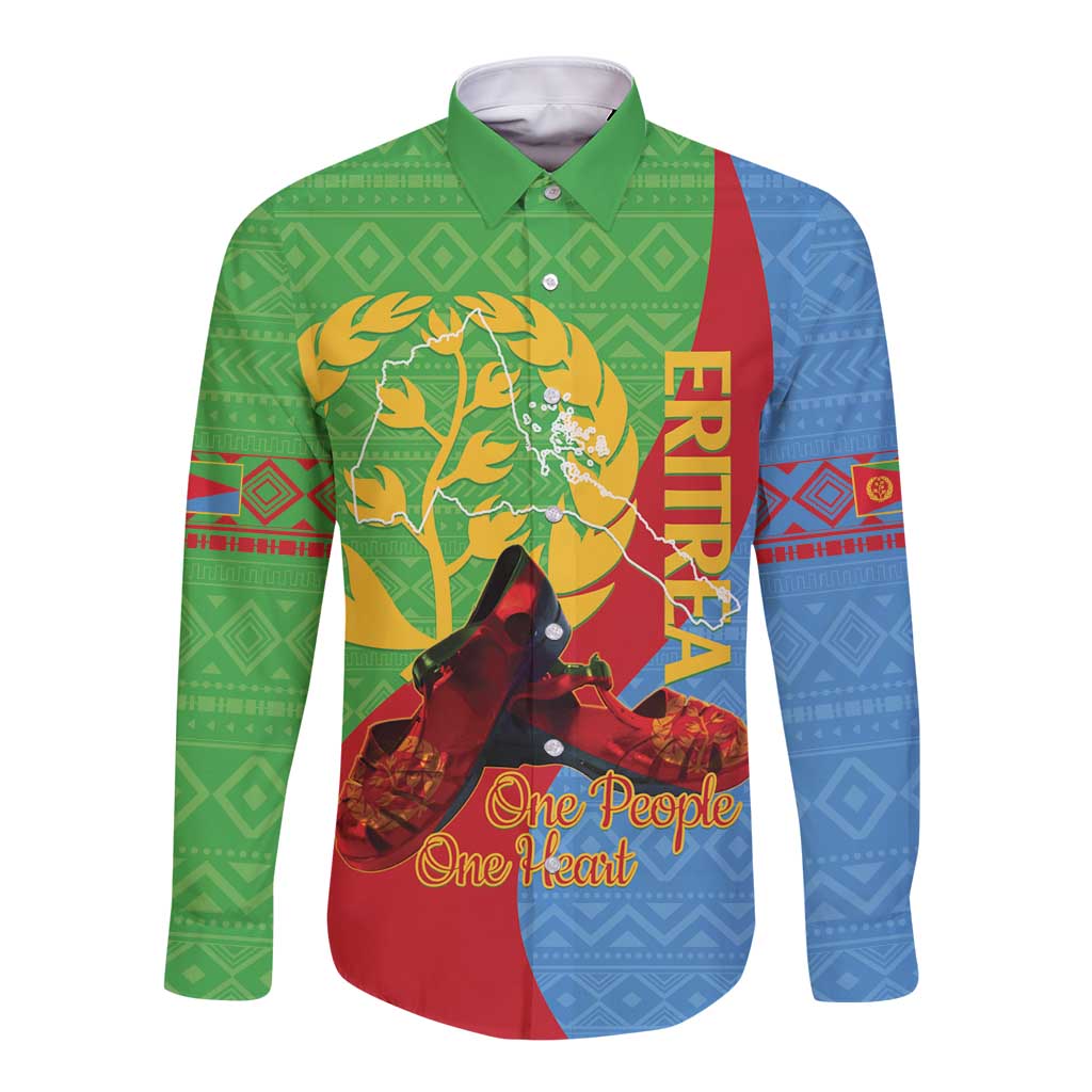 Personalised Eritrea Independence Day Long Sleeve Button Shirt Shida Shoes One People One Heart