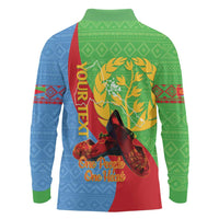 Personalised Eritrea Independence Day Long Sleeve Polo Shirt Shida Shoes One People One Heart