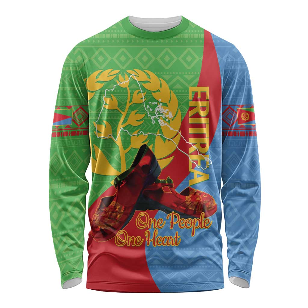 Personalised Eritrea Independence Day Long Sleeve Shirt Shida Shoes One People One Heart