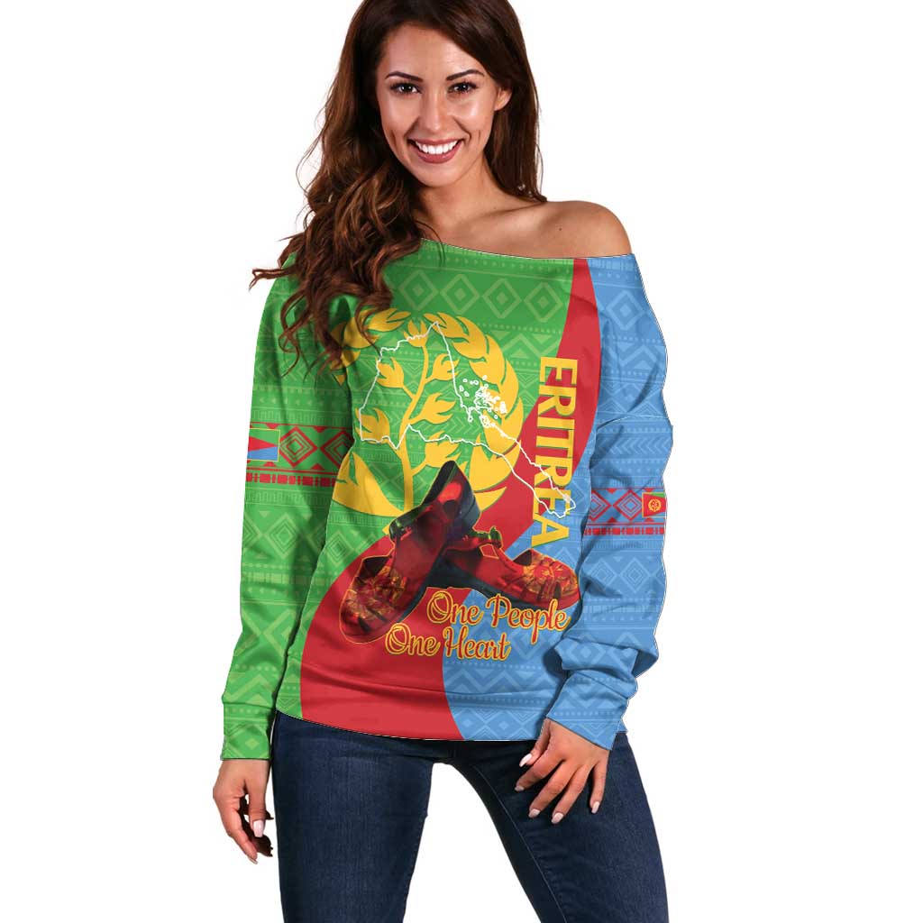 Personalised Eritrea Independence Day Off Shoulder Sweater Shida Shoes One People One Heart