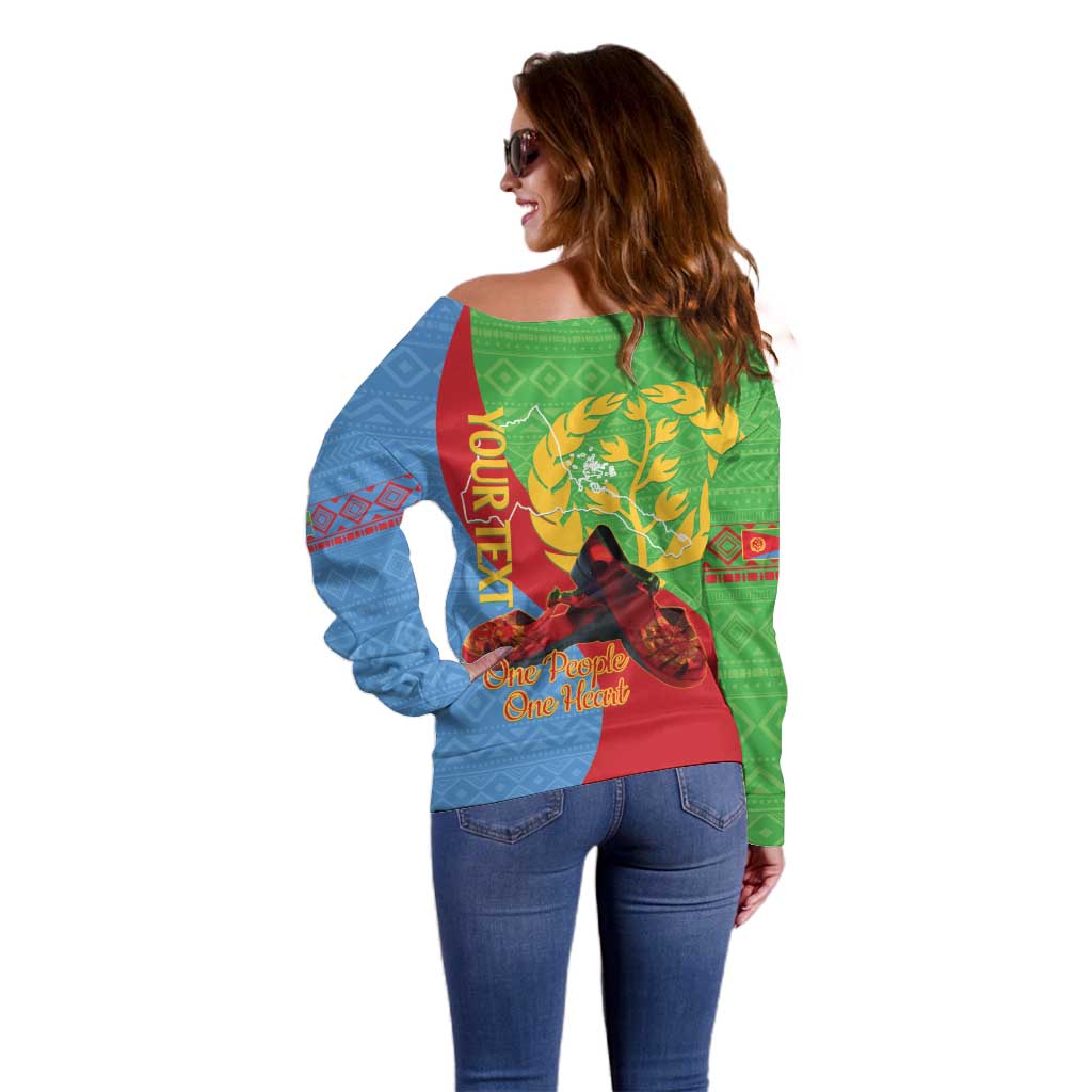 Personalised Eritrea Independence Day Off Shoulder Sweater Shida Shoes One People One Heart