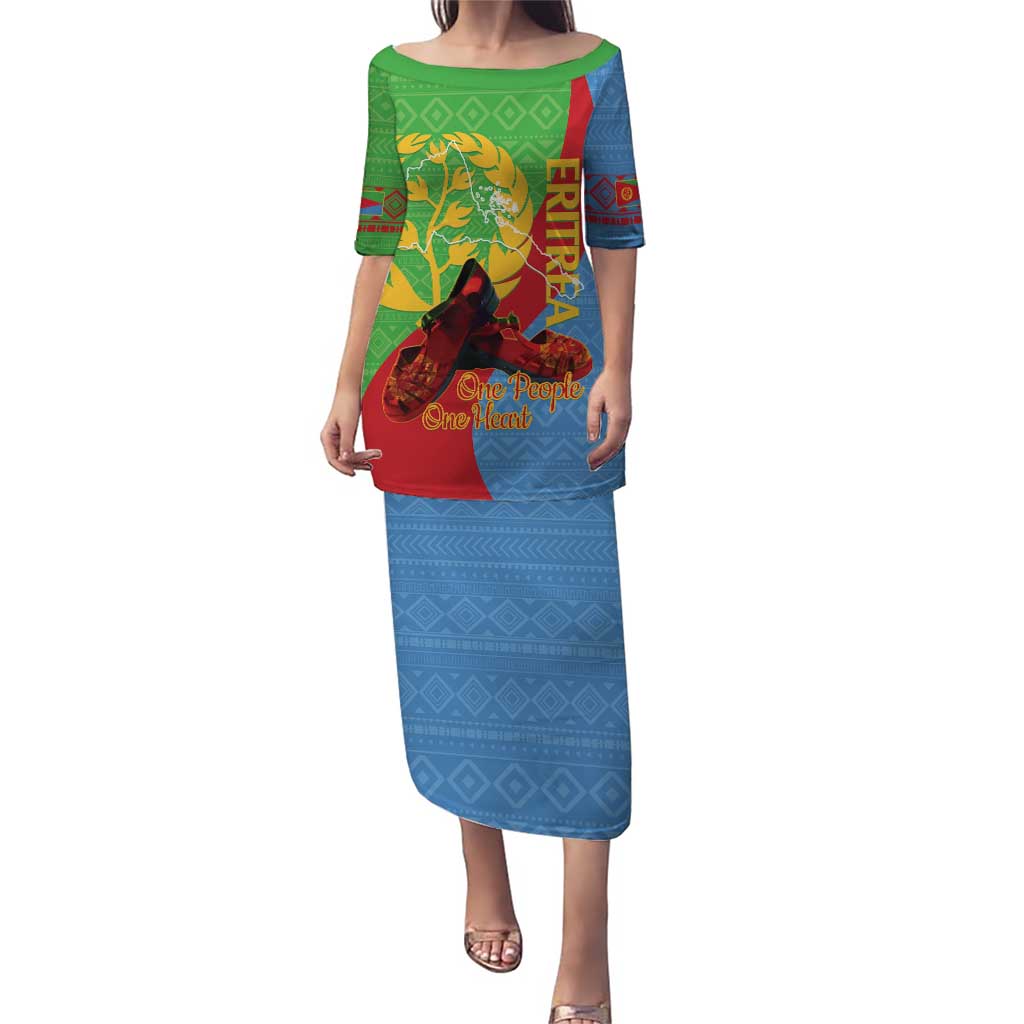 Personalised Eritrea Independence Day Puletasi Shida Shoes One People One Heart