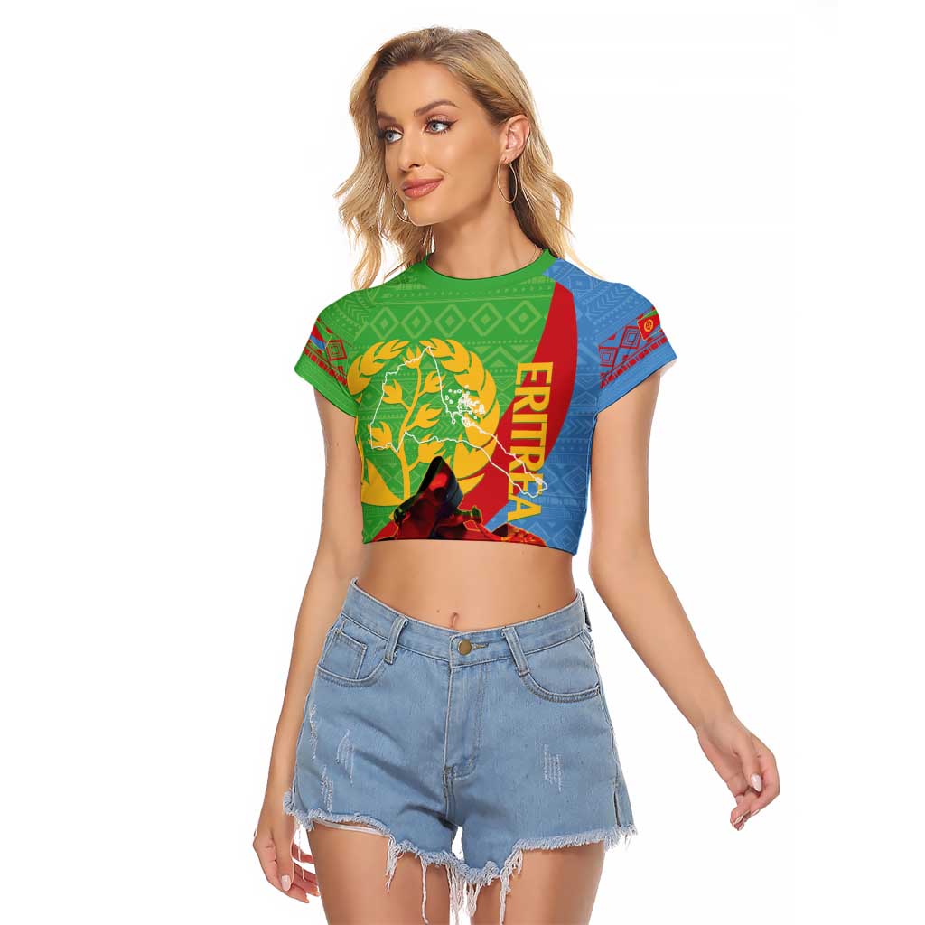 Personalised Eritrea Independence Day Raglan Cropped T Shirt Shida Shoes One People One Heart