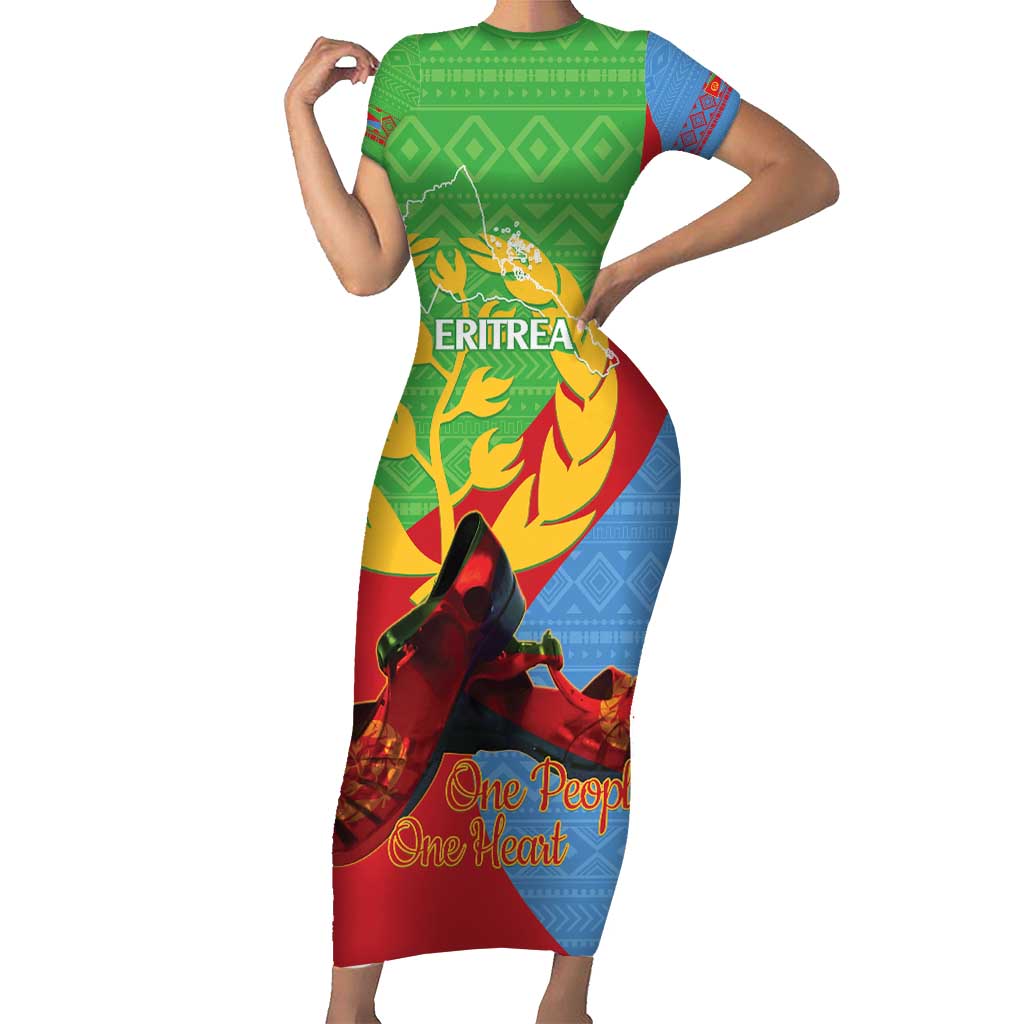 Personalised Eritrea Independence Day Short Sleeve Bodycon Dress Shida Shoes One People One Heart