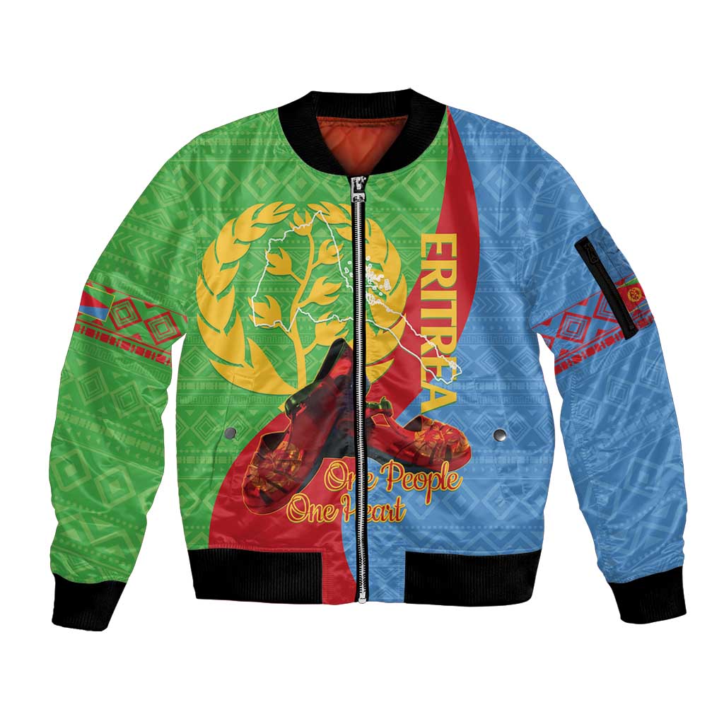 Personalised Eritrea Independence Day Sleeve Zip Bomber Jacket Shida Shoes One People One Heart