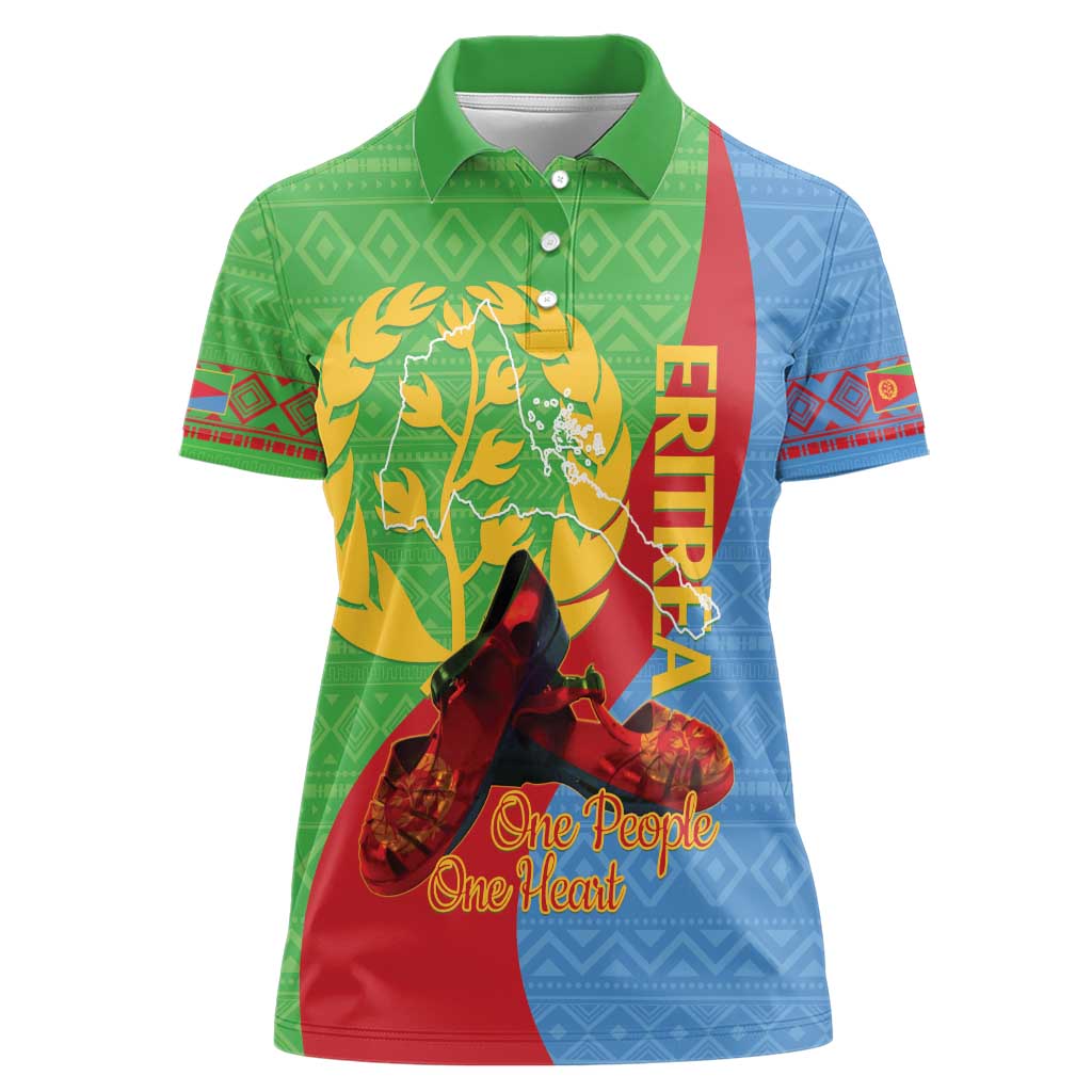 Personalised Eritrea Independence Day Women Polo Shirt Shida Shoes One People One Heart