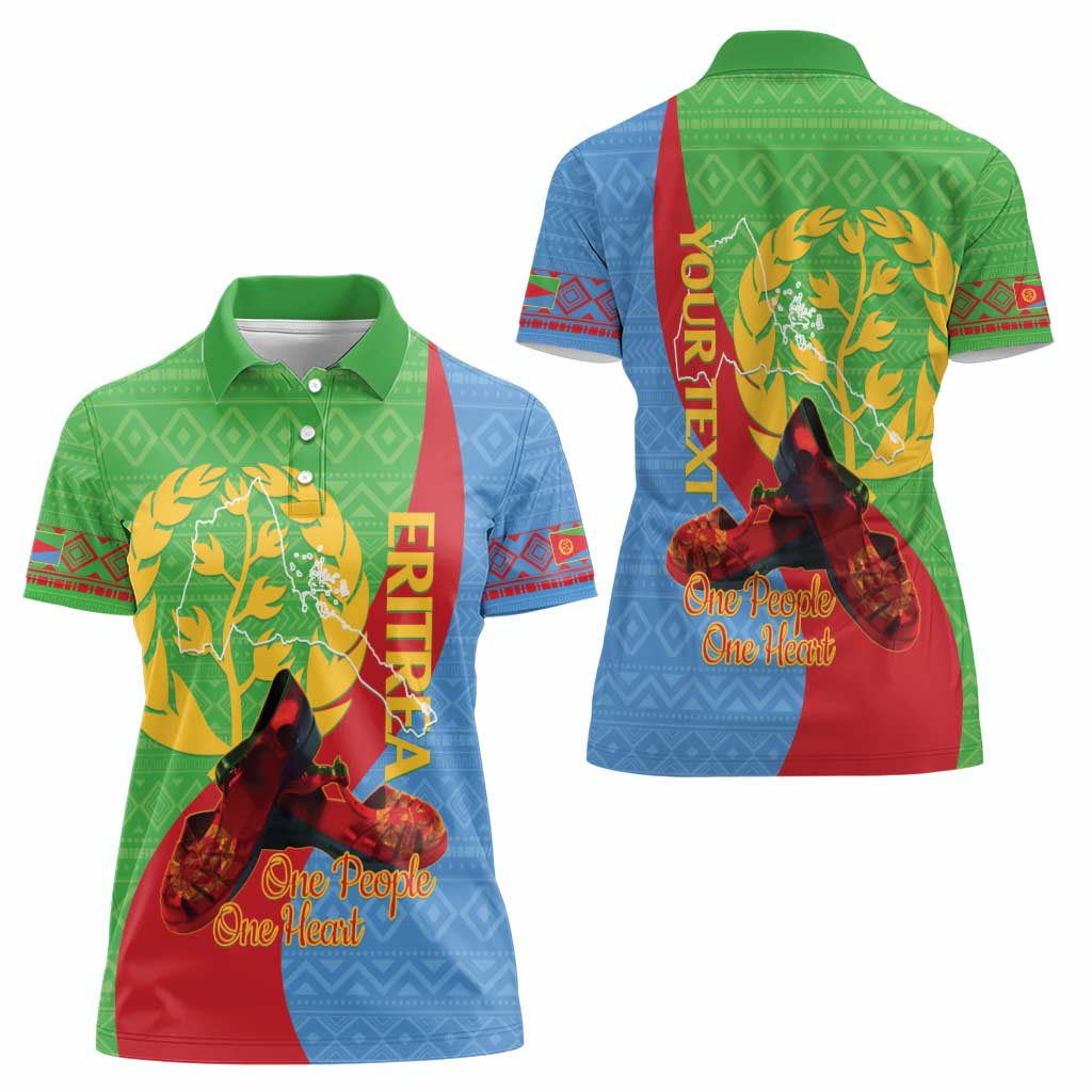 Personalised Eritrea Independence Day Women Polo Shirt Shida Shoes One People One Heart