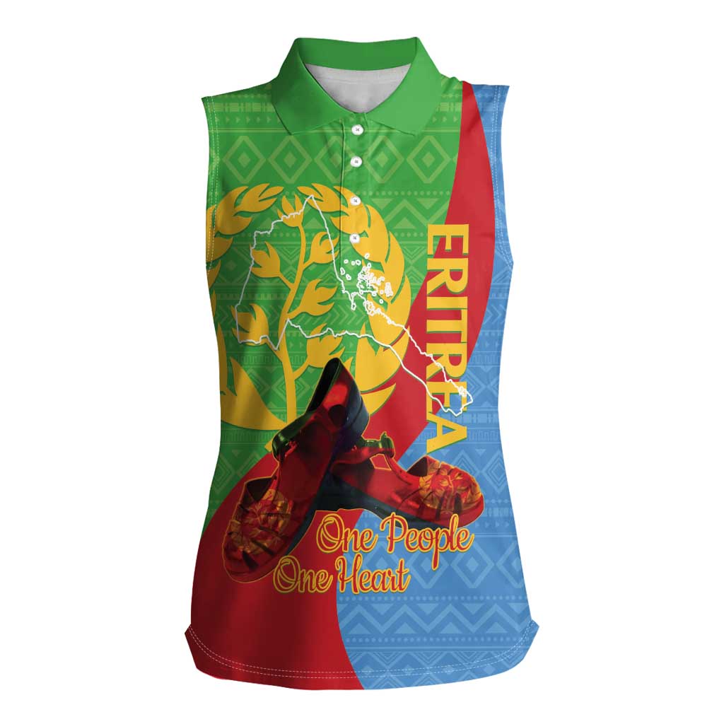 Personalised Eritrea Independence Day Women Sleeveless Polo Shirt Shida Shoes One People One Heart