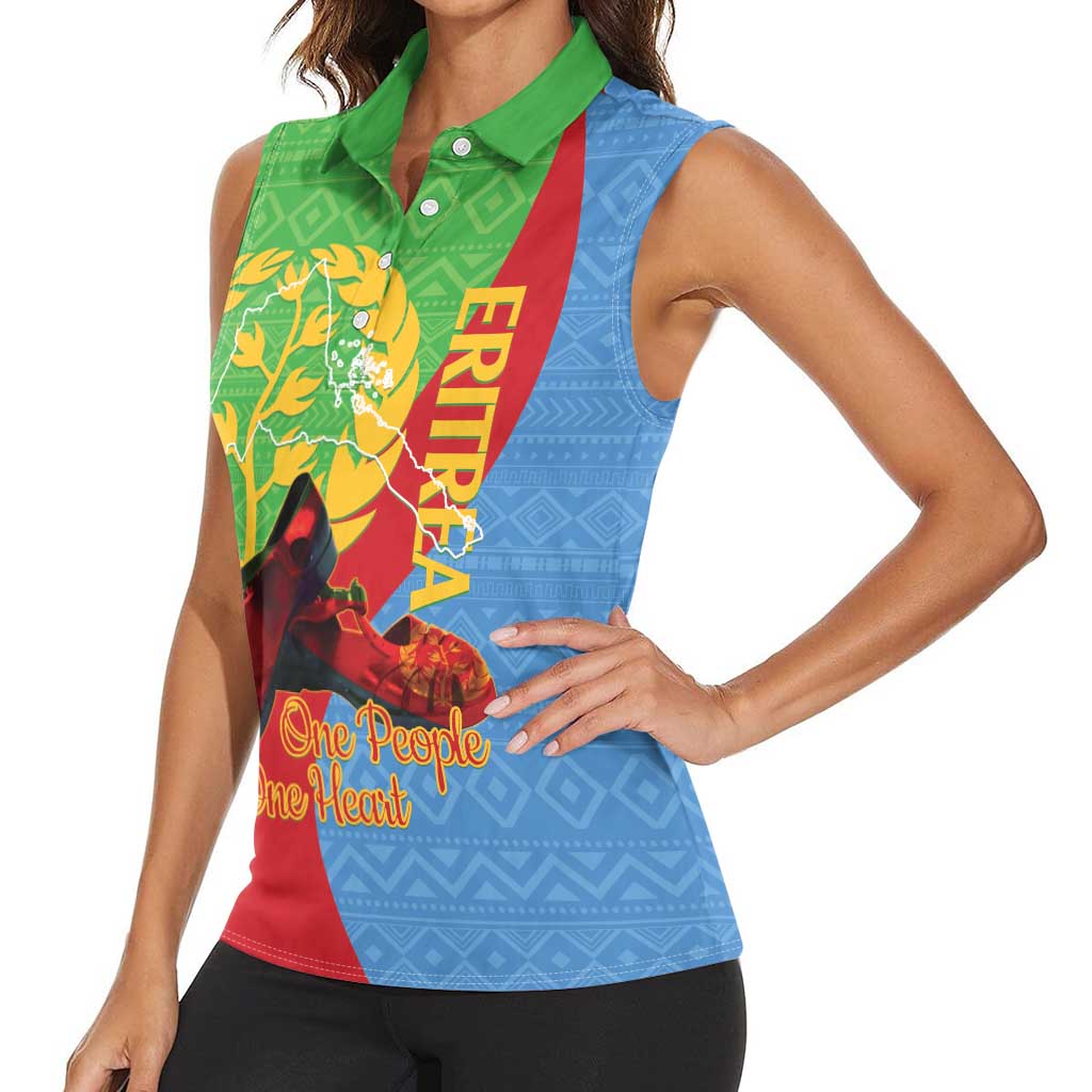 Personalised Eritrea Independence Day Women Sleeveless Polo Shirt Shida Shoes One People One Heart