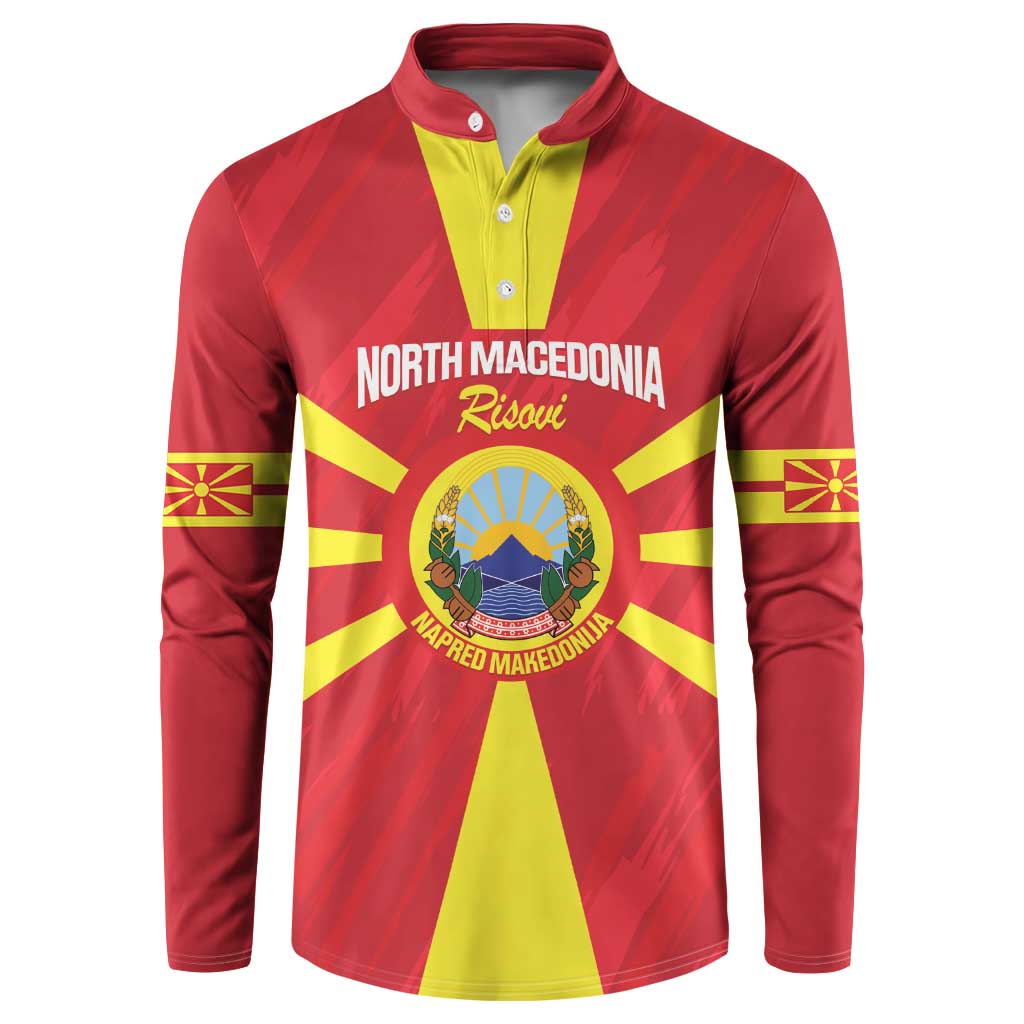 Custom North Macedonia Football Button Sweatshirt Risovi Napred Makedonija!