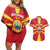 Custom North Macedonia Football Couples Matching Off Shoulder Short Dress and Hawaiian Shirt Risovi Napred Makedonija!