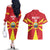 Custom North Macedonia Football Couples Matching Off The Shoulder Long Sleeve Dress and Hawaiian Shirt Risovi Napred Makedonija!
