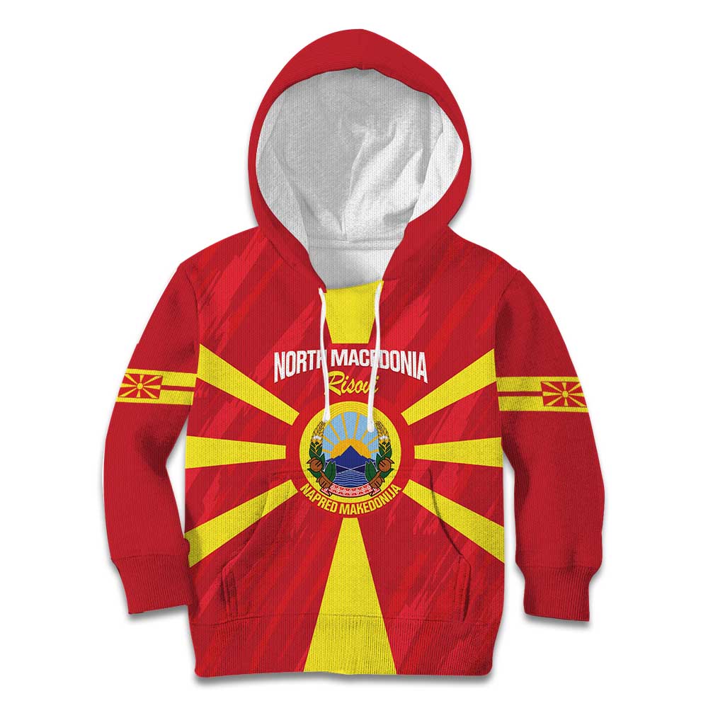 Custom North Macedonia Football Kid Hoodie Risovi Napred Makedonija!