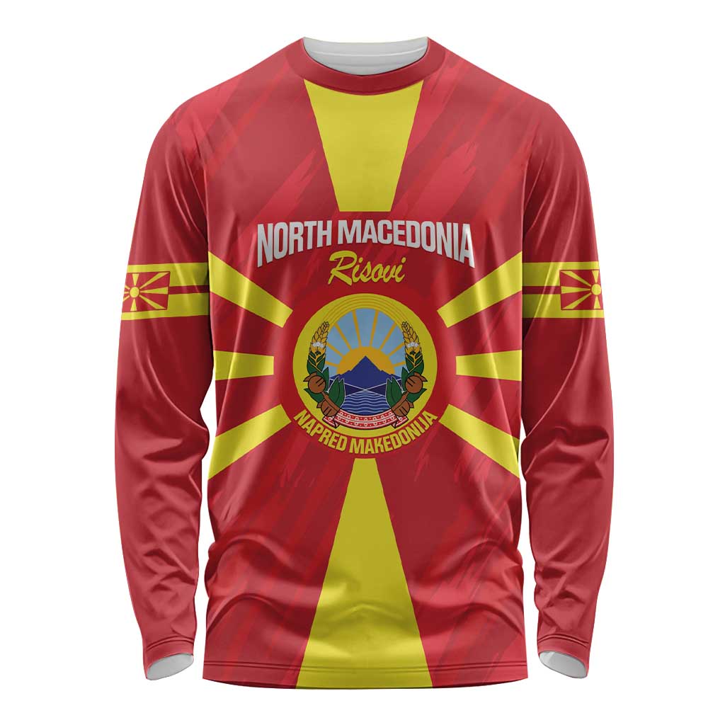 Custom North Macedonia Football Long Sleeve Shirt Risovi Napred Makedonija!