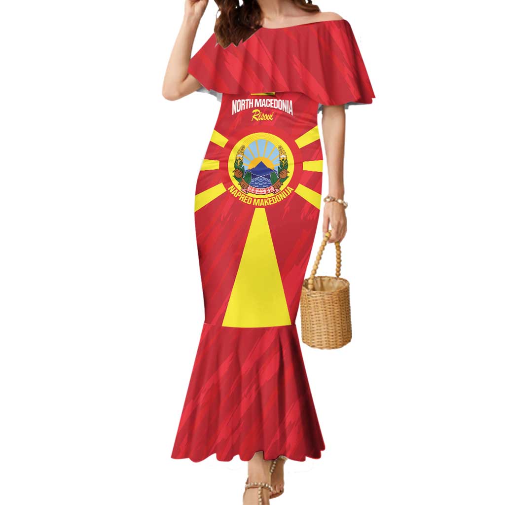 Custom North Macedonia Football Mermaid Dress Risovi Napred Makedonija!