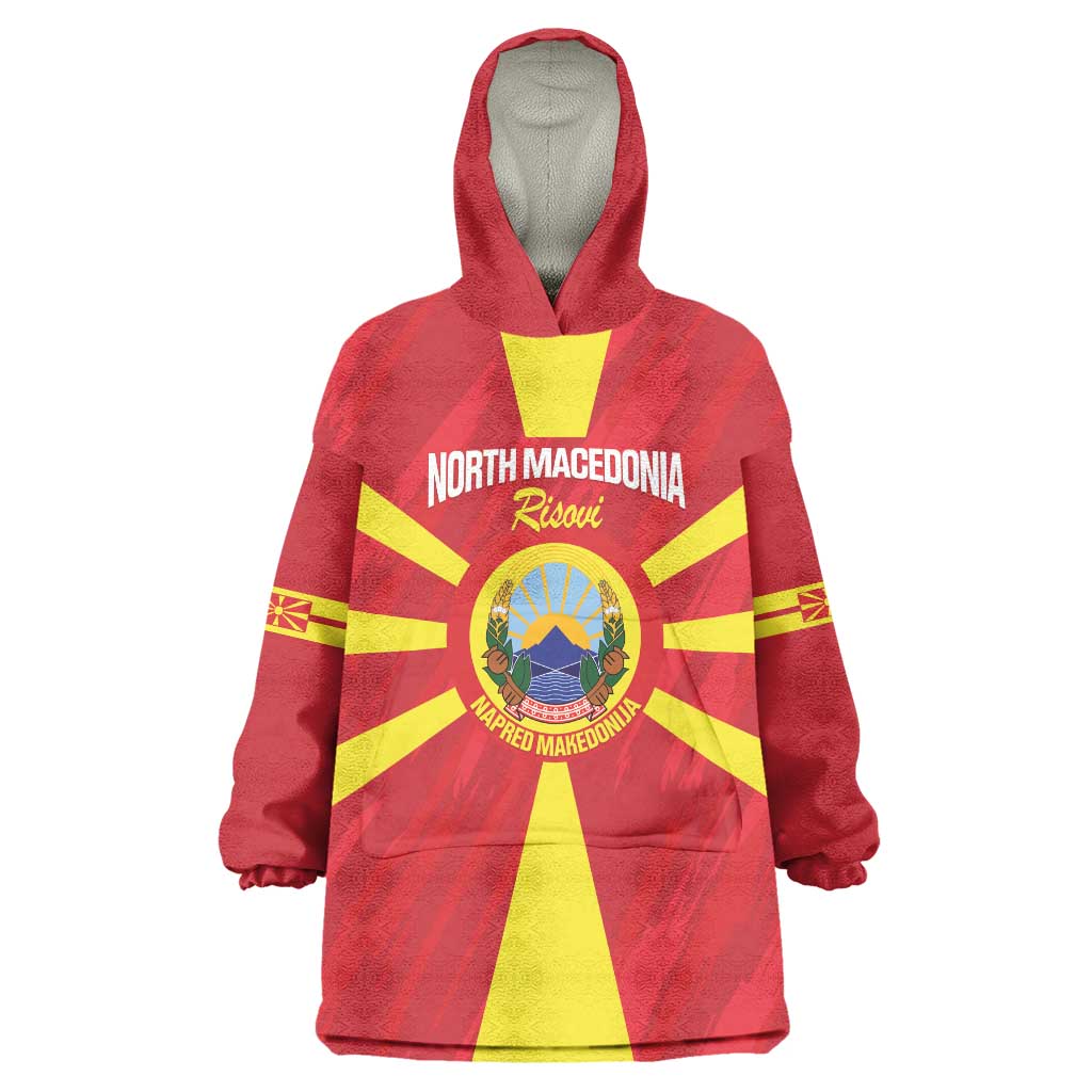 Custom North Macedonia Football Wearable Blanket Hoodie Risovi Napred Makedonija!
