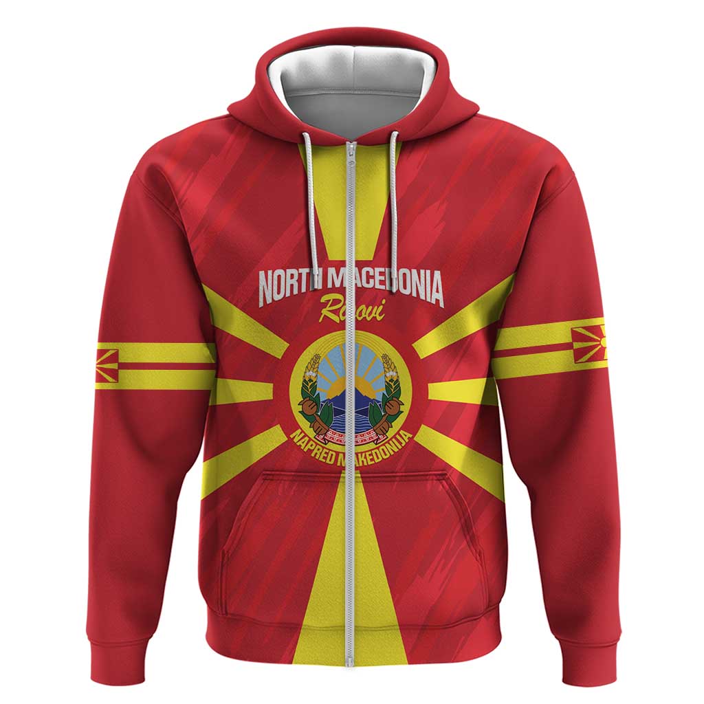 Custom North Macedonia Football Zip Hoodie Risovi Napred Makedonija!