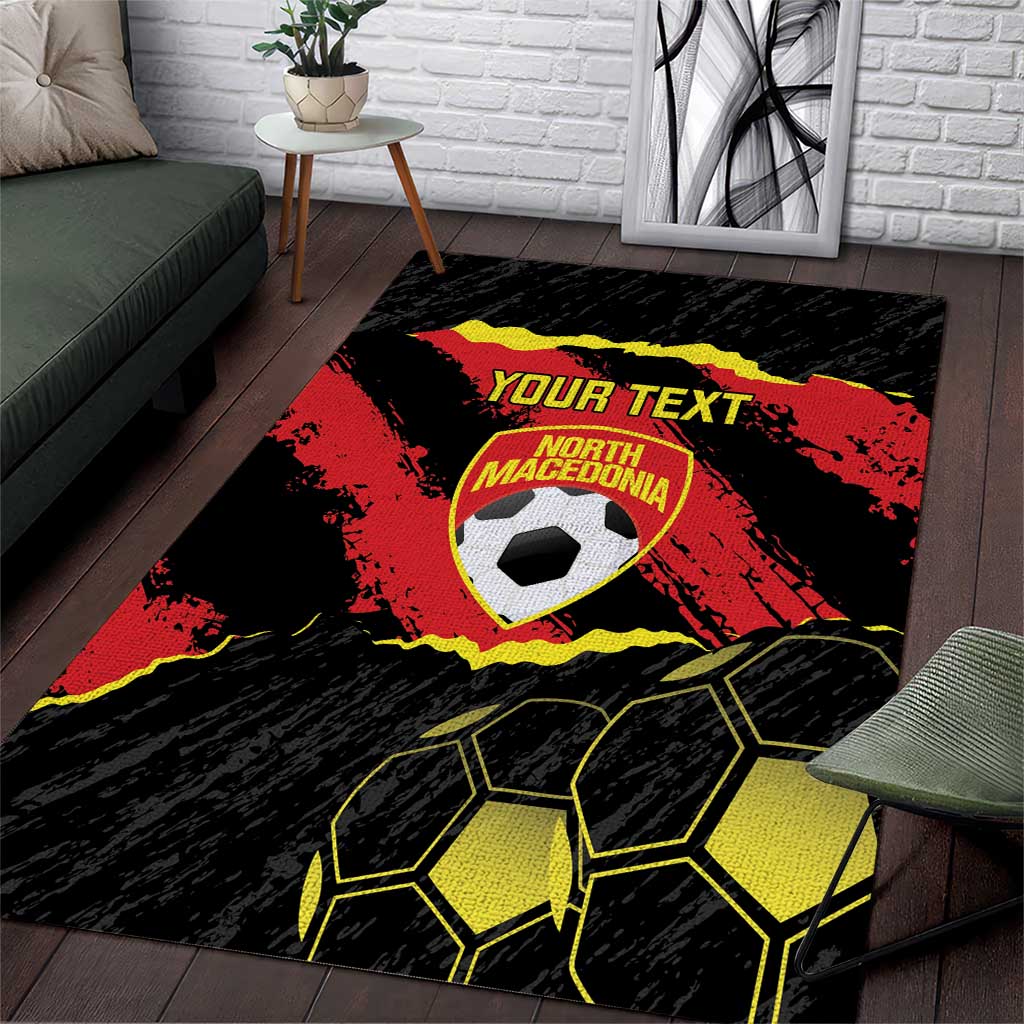 Custom North Macedonia Football Area Rug Go Champions Grunge Style