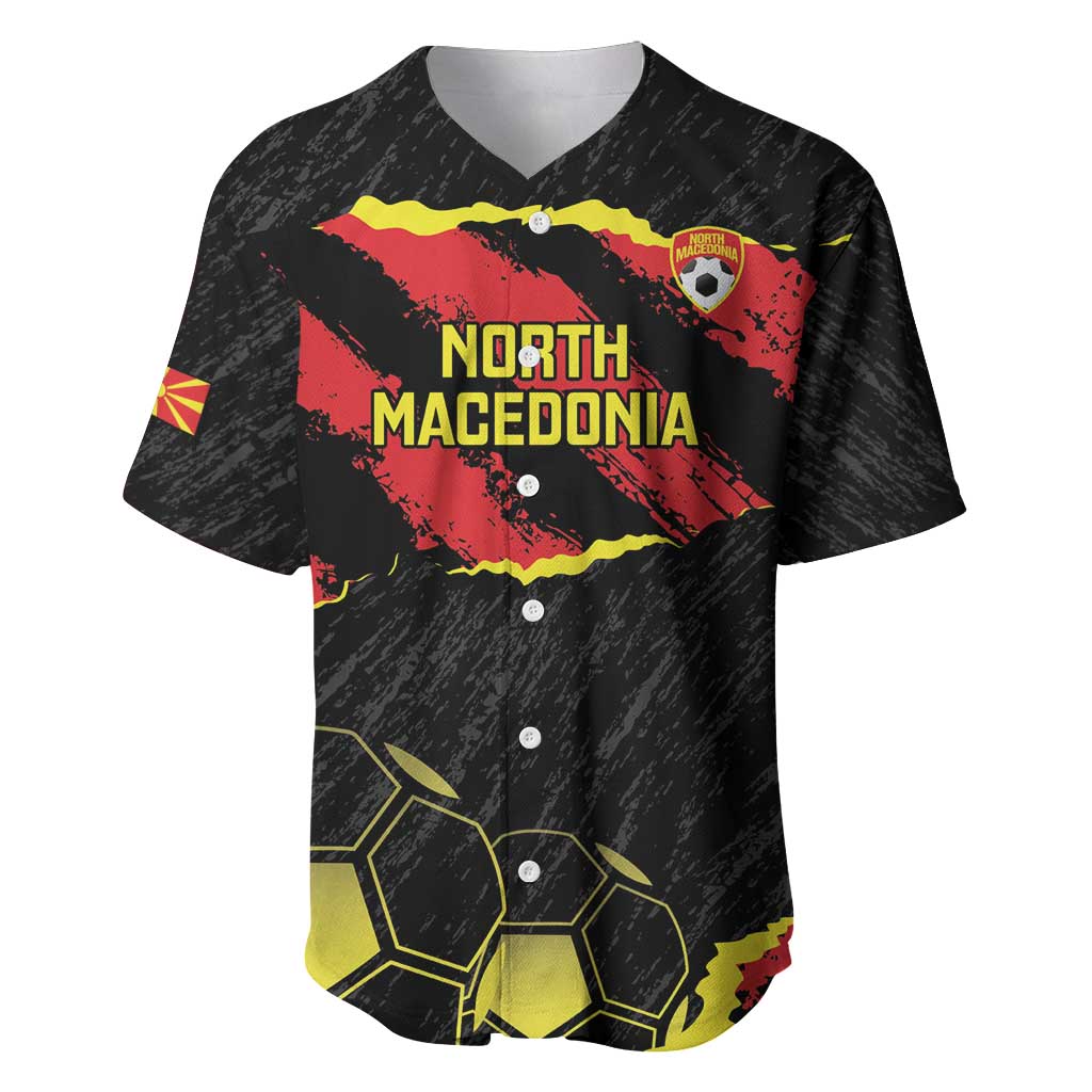 Custom North Macedonia Football Baseball Jersey Go Champions Grunge Style
