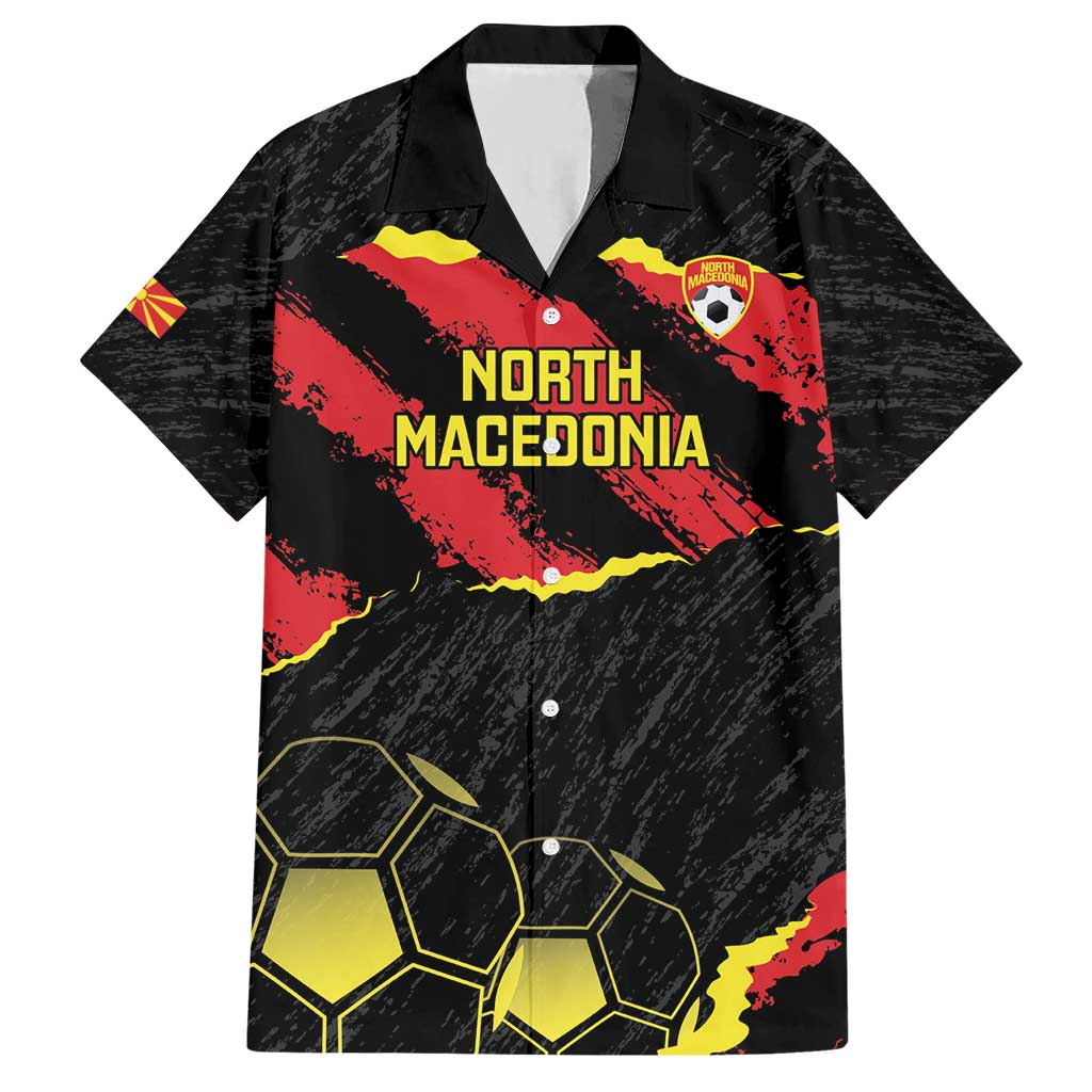 Custom North Macedonia Football Hawaiian Shirt Go Champions Grunge Style