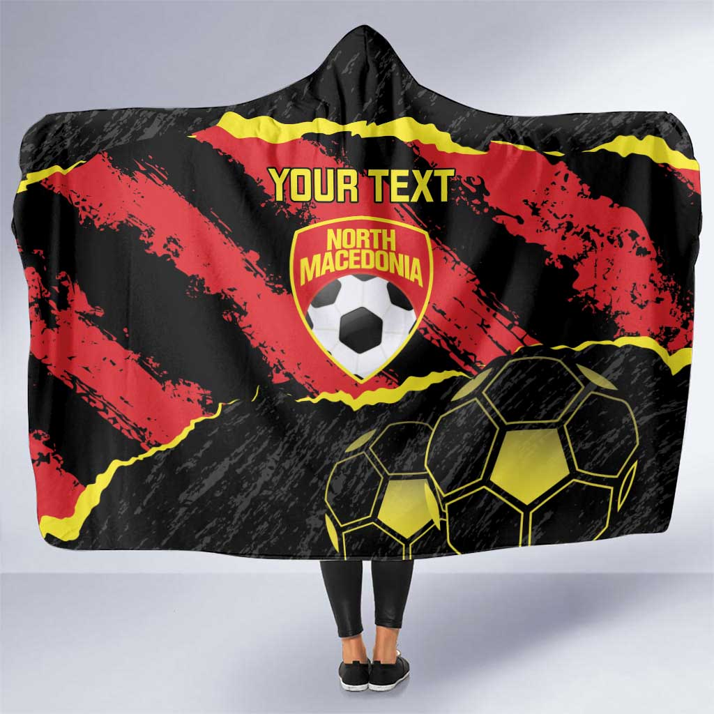 Custom North Macedonia Football Hooded Blanket Go Champions Grunge Style