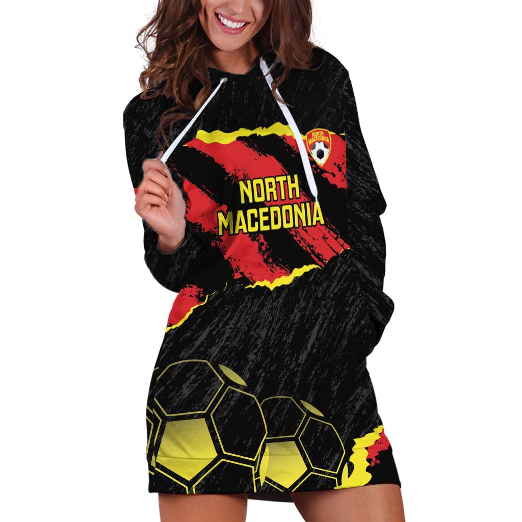 Custom North Macedonia Football Hoodie Dress Go Champions Grunge Style