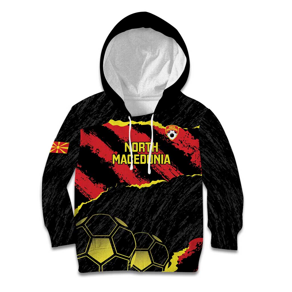 Custom North Macedonia Football Kid Hoodie Go Champions Grunge Style