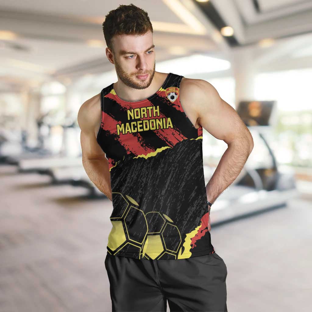 Custom North Macedonia Football Men Tank Top Go Champions Grunge Style
