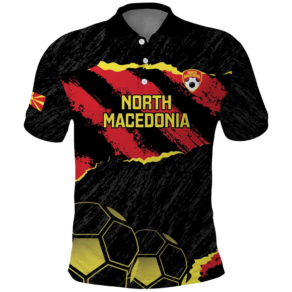 Custom North Macedonia Football Polo Shirt Go Champions Grunge Style